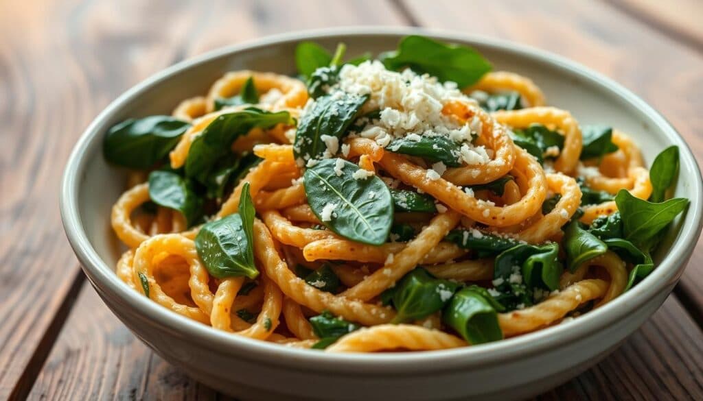Vollkorn-Pasta mit Spinat