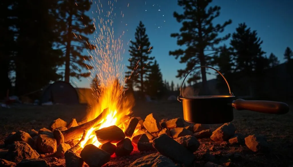 Outdoor-Aktivitäten am Lagerfeuer