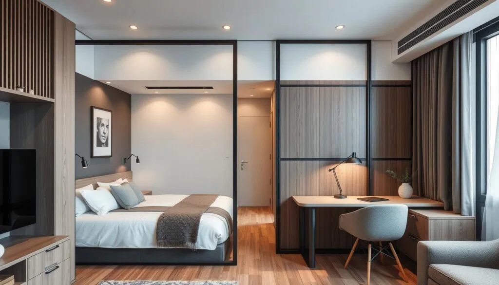 Raumteiler in 1-Zimmer-Wohnung