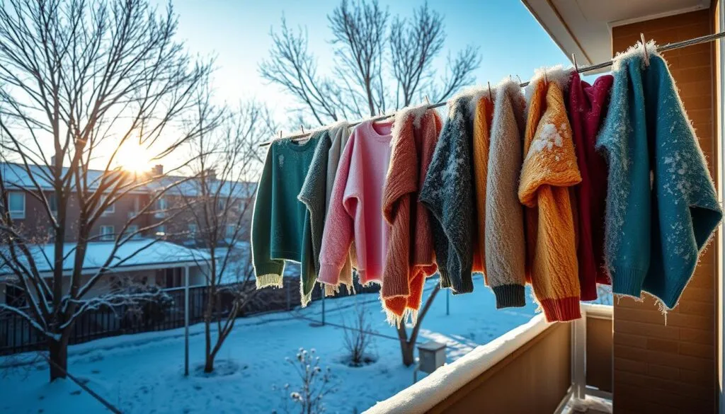 Wäsche trocknen bei Frost