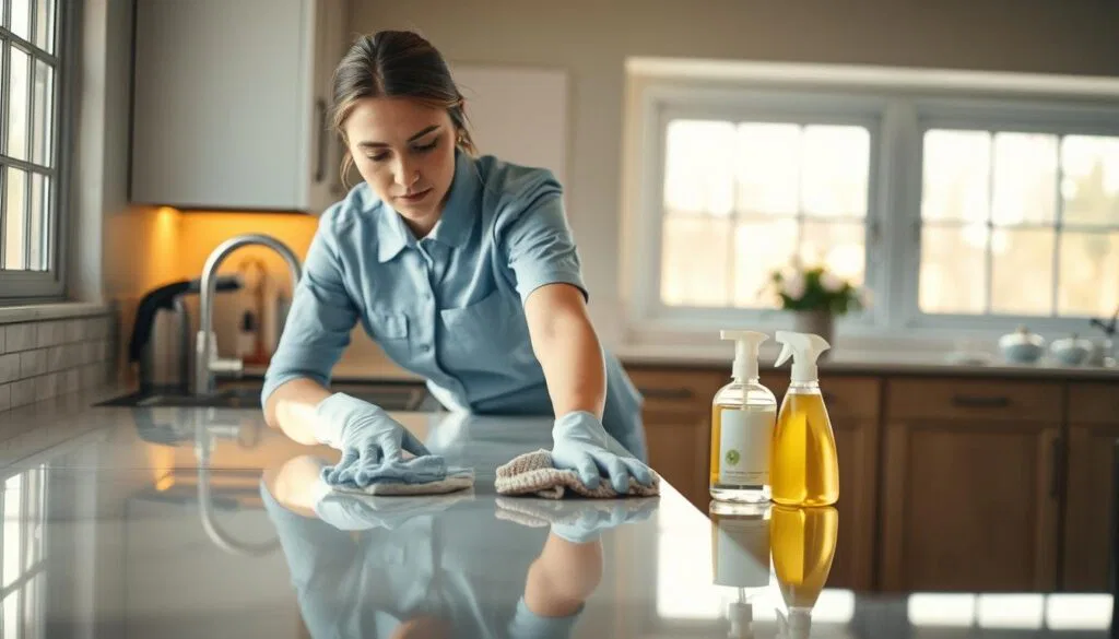 Professionelle Haushaltshilfe beim Putzen